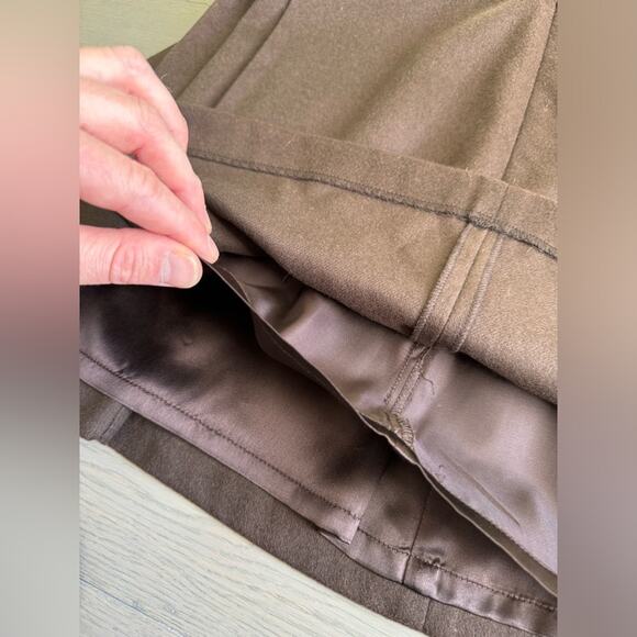 Vintage Milly of New York Preppy Pleated Wool Skirt with Tie, Brown, Size 10 - Picture 5 of 10